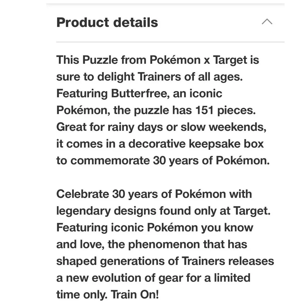 Pokemon Butterfree Jigsaw Puzzle Kids OS Purple New 151pc Target